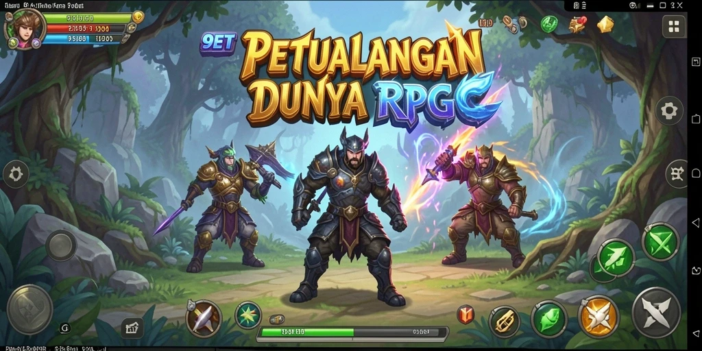 Screenshot gameplay menampilkan aksi seru dalam pertempuran RPG.