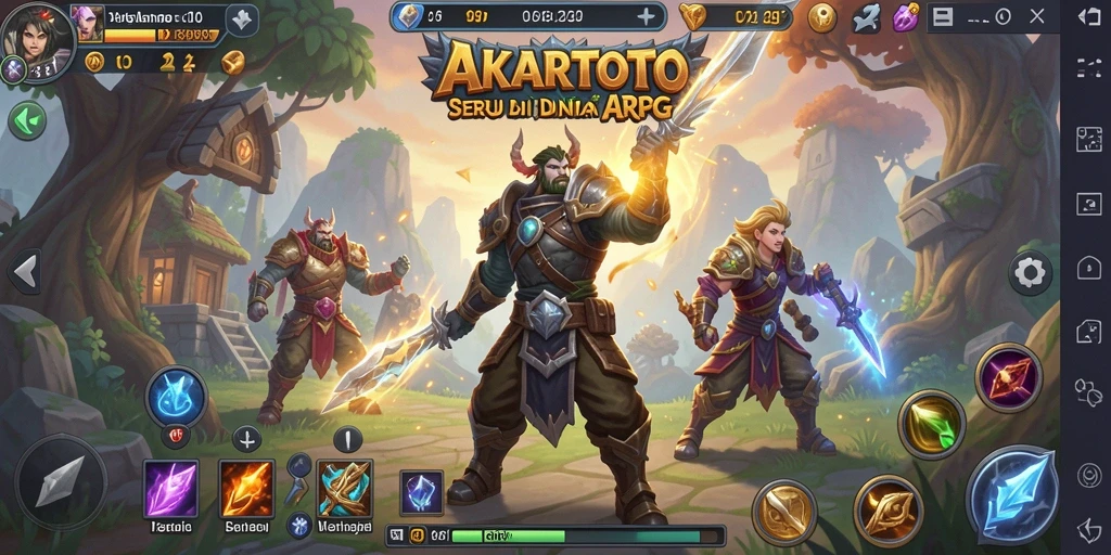 Tangkapan layar gameplay AKARTOTO menampilkan aksi pertarungan yang seru dan grafis yang memukau.