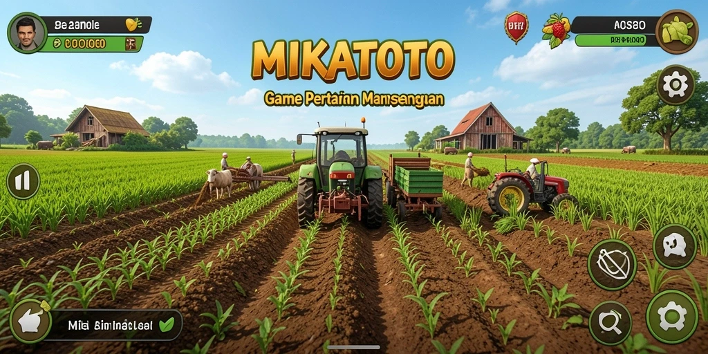 Tangkapan layar MIKATOTO menampilkan grafis indah bertani.